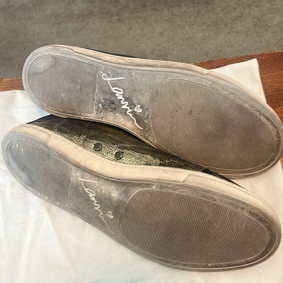 Lanvin Gold Sneakers with Silk Laces – Gently Used - Picture 3 of 10